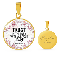 Load image into Gallery viewer, Trust in the Lord - Graphic Circle Necklace - JustFamilyThings
