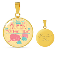 Load image into Gallery viewer, Queen of her tribe - Graphic Circle Necklace - JustFamilyThings
