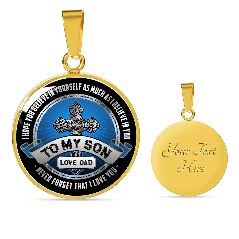 To son from dad - Graphic Circle Necklace - JustFamilyThings