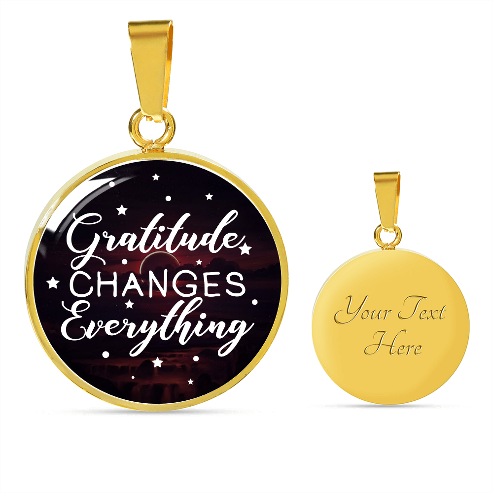 Gratitude changes everything - Graphic Circle Necklace - JustFamilyThings