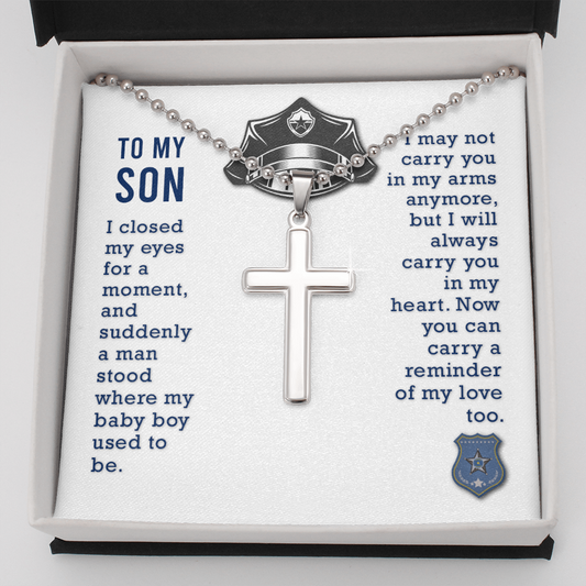 To my son - I closed my eyes - Personalized Cross - JustFamilyThings