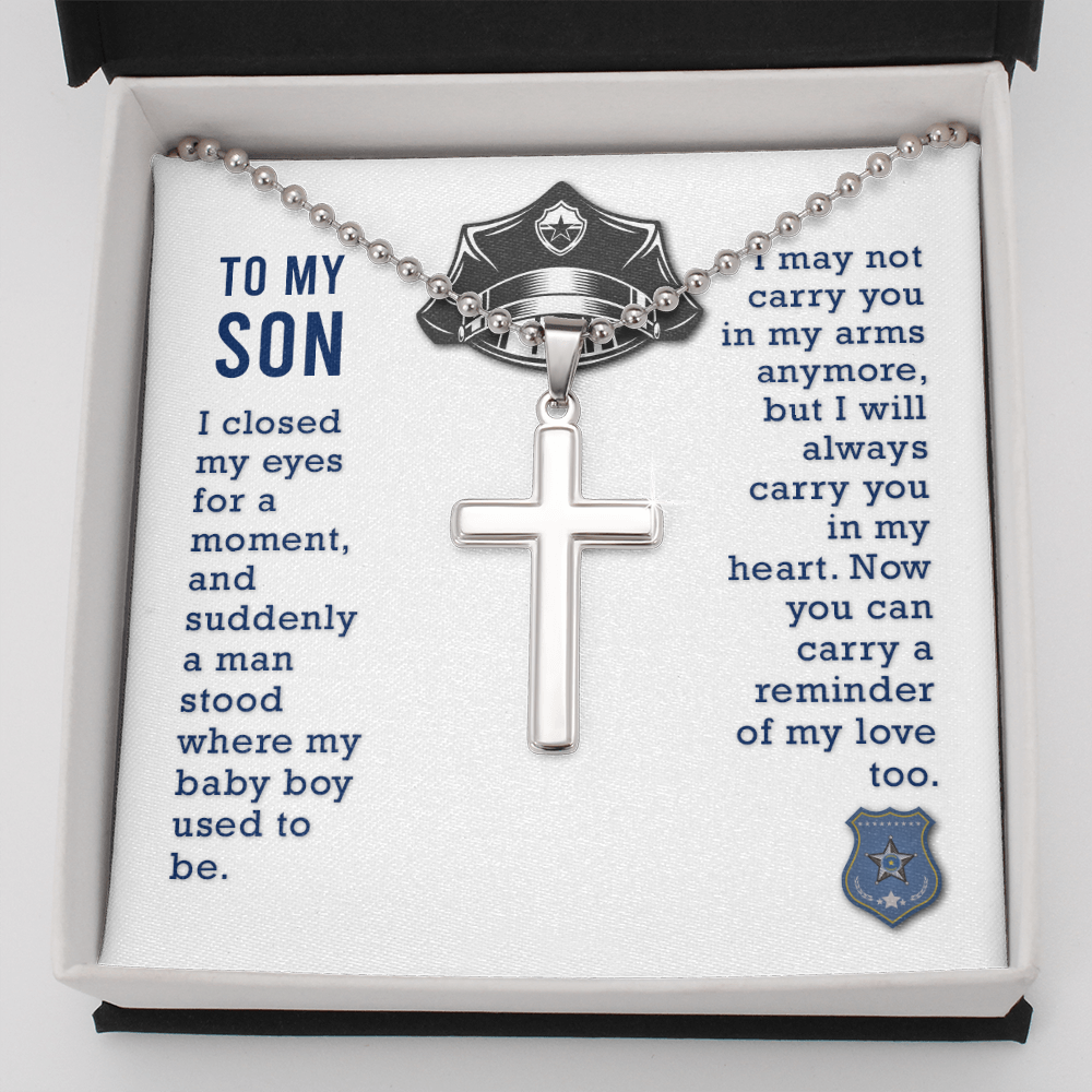 To my son - I closed my eyes - Personalized Cross - JustFamilyThings