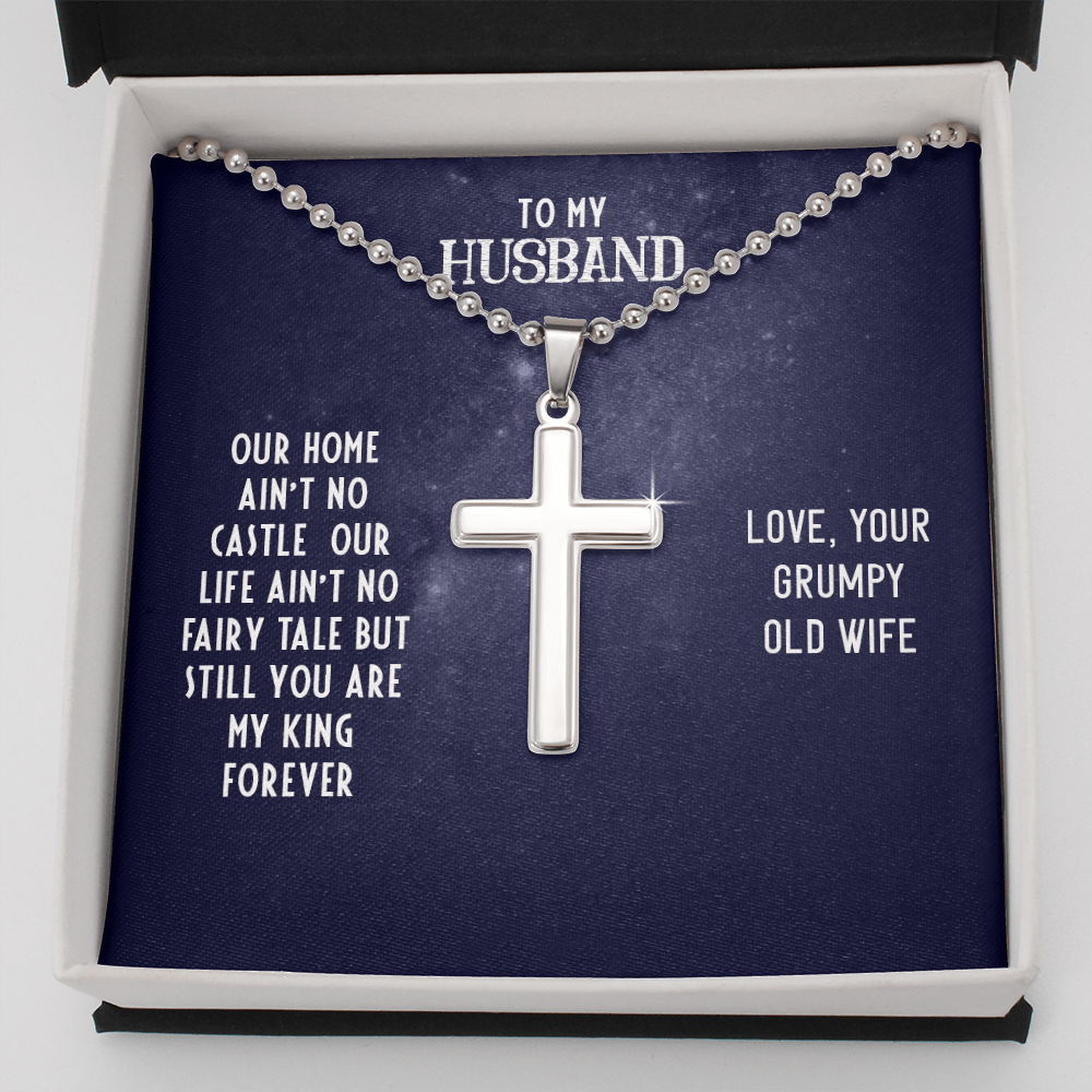 To My Husband - Our home ain't no castle - Personalized Cross - JustFamilyThings