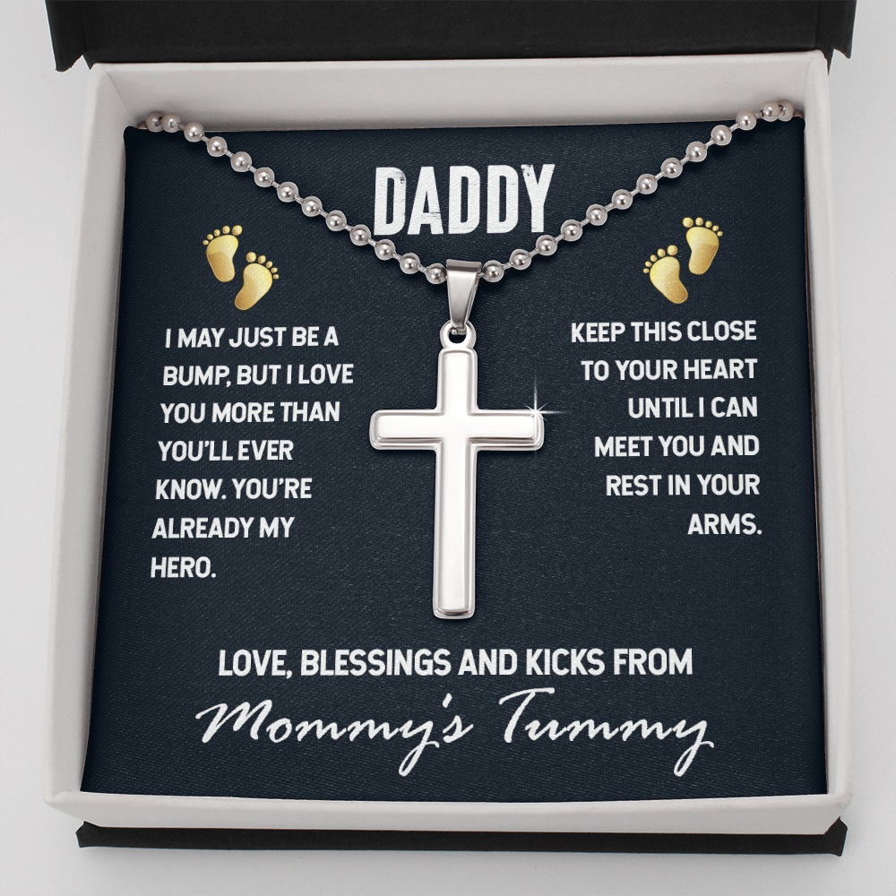 Daddy - I may just be a bump - Personalized Cross - JustFamilyThings