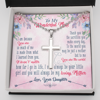 To My Wonderful Mom From Daughter - Personalized Cross - JustFamilyThings