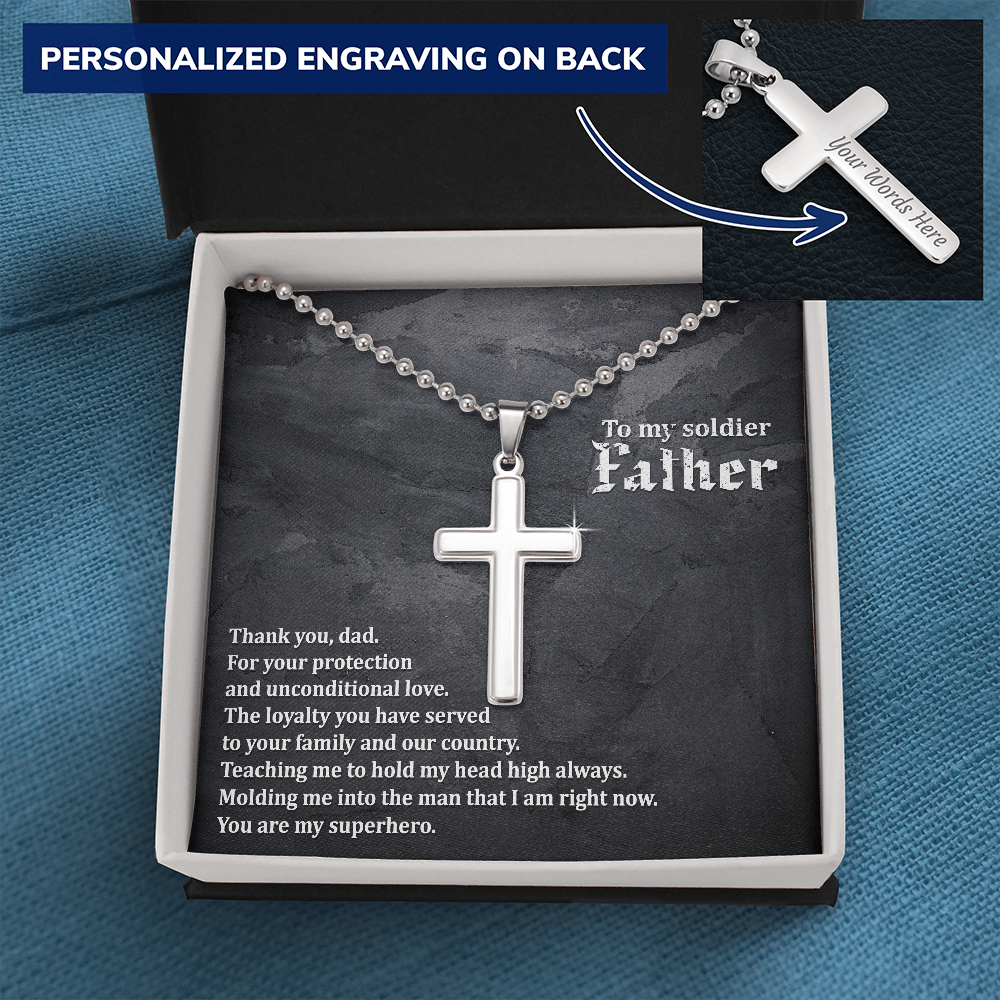 Gift For Soldier Father - Personalized Cross - JustFamilyThings