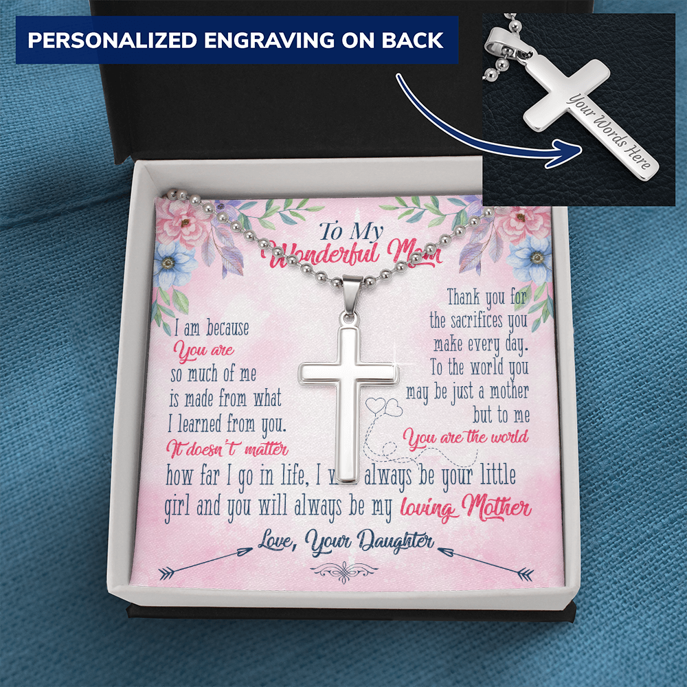 To My Wonderful Mom From Daughter - Personalized Cross - JustFamilyThings