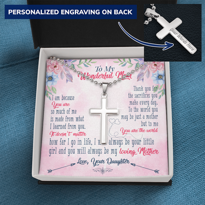 To My Wonderful Mom From Daughter - Personalized Cross - JustFamilyThings