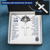 Load image into Gallery viewer, To my son - I closed my eyes - Personalized Cross - JustFamilyThings
