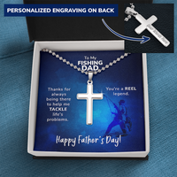 Load image into Gallery viewer, To My Fishing Dad. Happy Father&#39;s Day - Personalized Cross - JustFamilyThings
