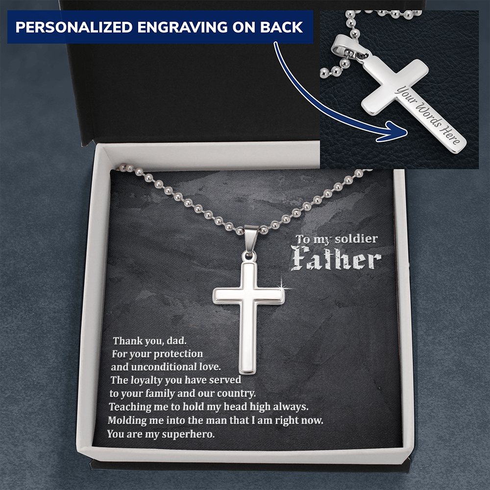 Gift For Soldier Father - Personalized Cross - JustFamilyThings