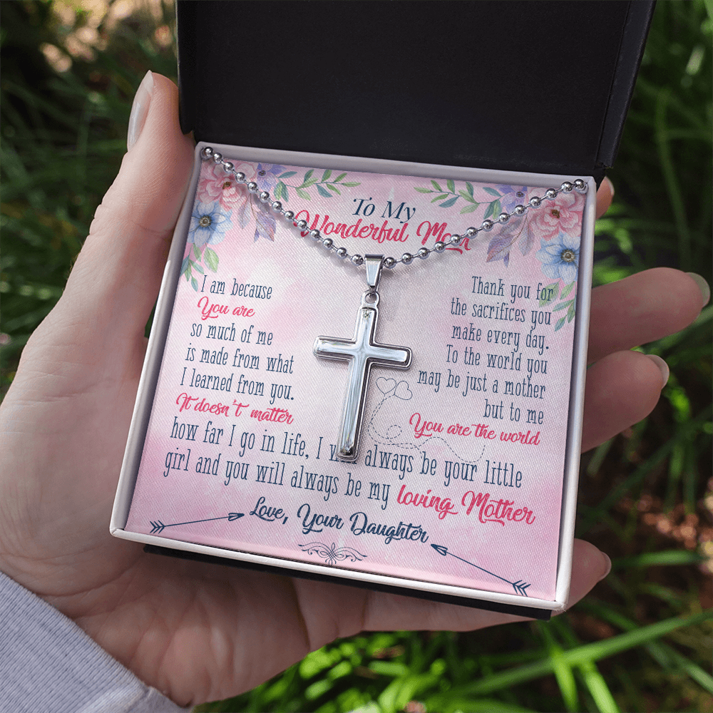 To My Wonderful Mom From Daughter - Personalized Cross - JustFamilyThings