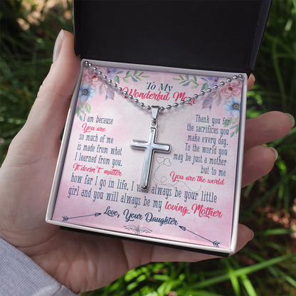To My Wonderful Mom From Daughter - Personalized Cross - JustFamilyThings