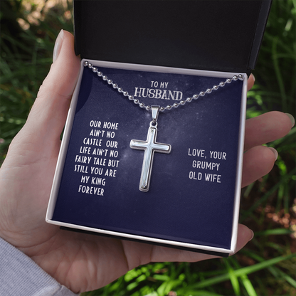 To My Husband - Our home ain't no castle - Personalized Cross - JustFamilyThings