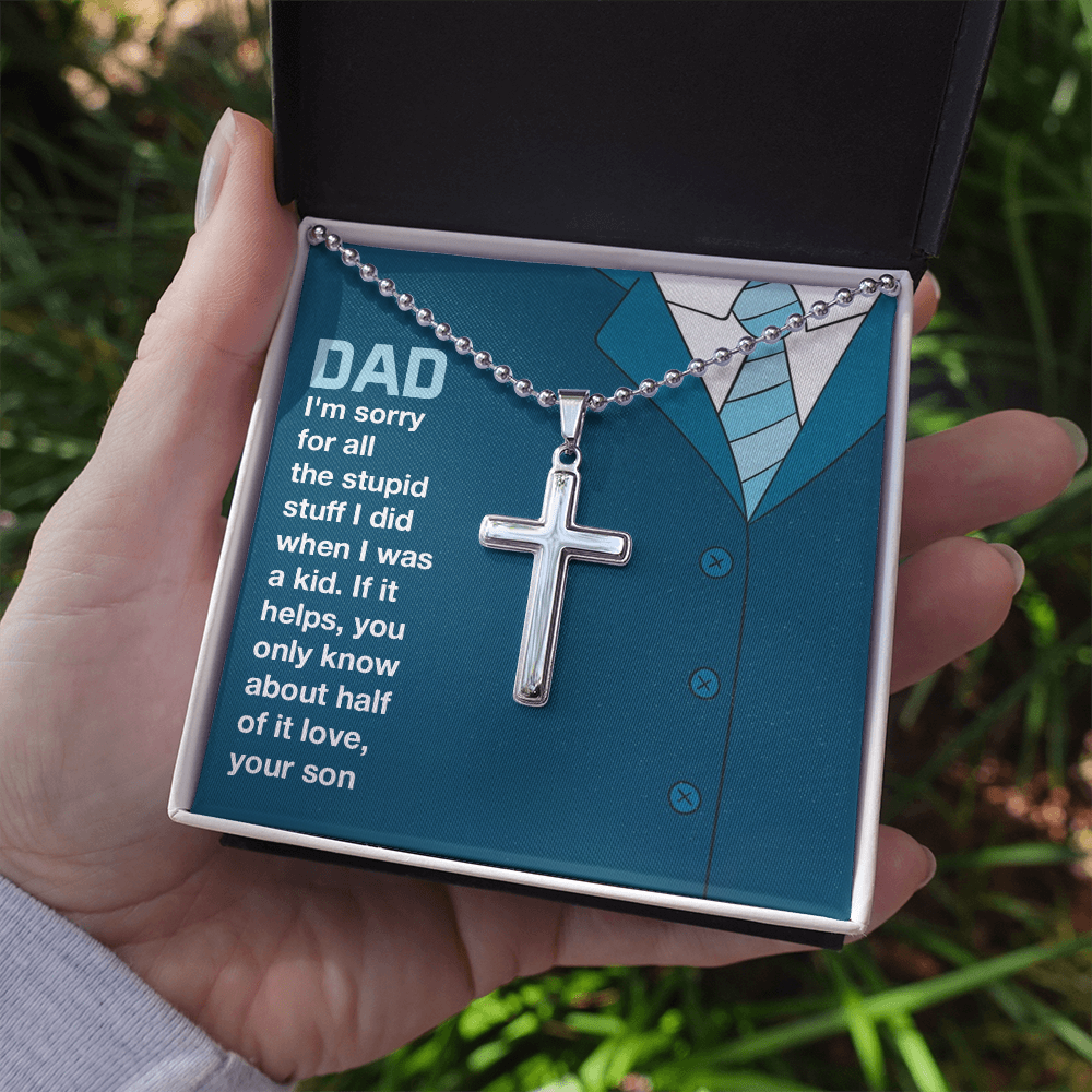 To dad - I'm sorry for all the stuff - Personalized Cross - JustFamilyThings