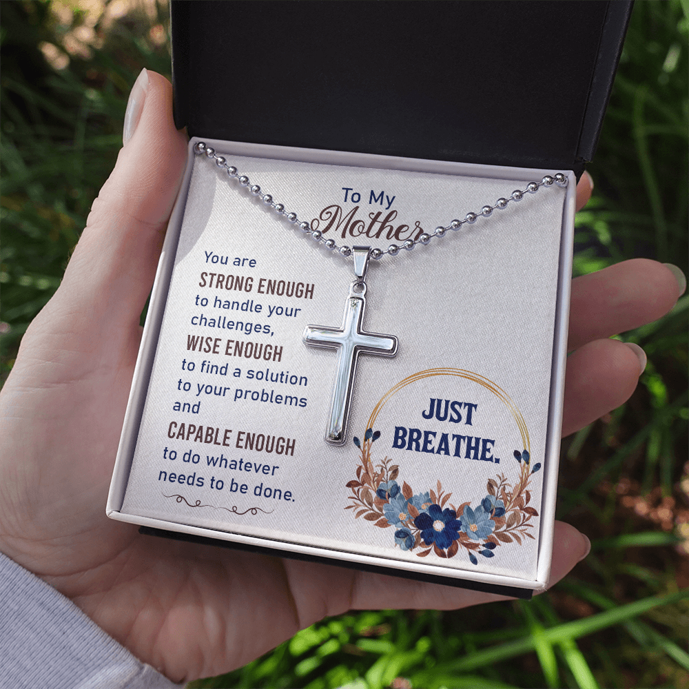 To my Mother - Just breathe - Personalized Cross - JustFamilyThings