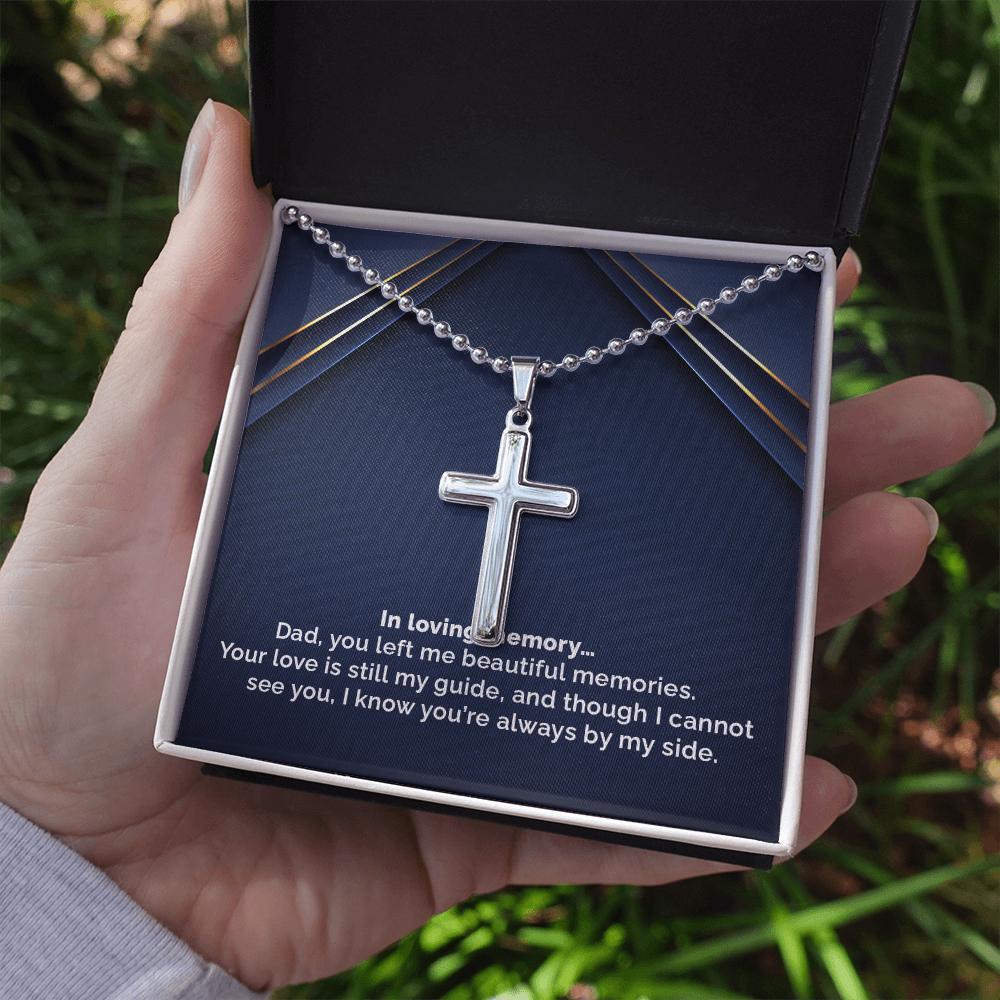 In loving memory dad - Personalized Cross - JustFamilyThings