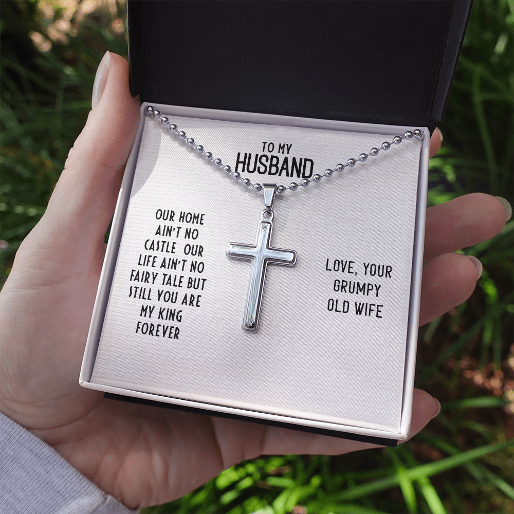 To My Husband - Our home ain't no castle - Personalized Cross - JustFamilyThings