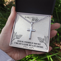 Load image into Gallery viewer, To my Wife - Never be a prisoner of your past - Personalized Cross - JustFamilyThings
