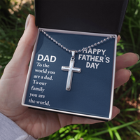 Load image into Gallery viewer, Dad - to the world you are a dad - Happy Father&#39;s Day - Personalized Cross - JustFamilyThings
