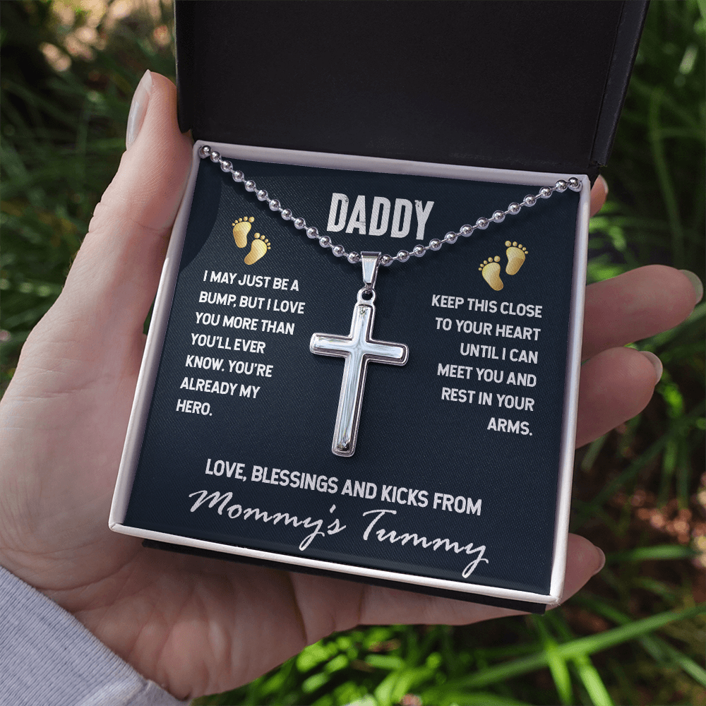Daddy - I may just be a bump - Personalized Cross - JustFamilyThings