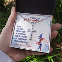 Load image into Gallery viewer, Never feel that - to Military Daughter from dad - Personalized Cross - JustFamilyThings
