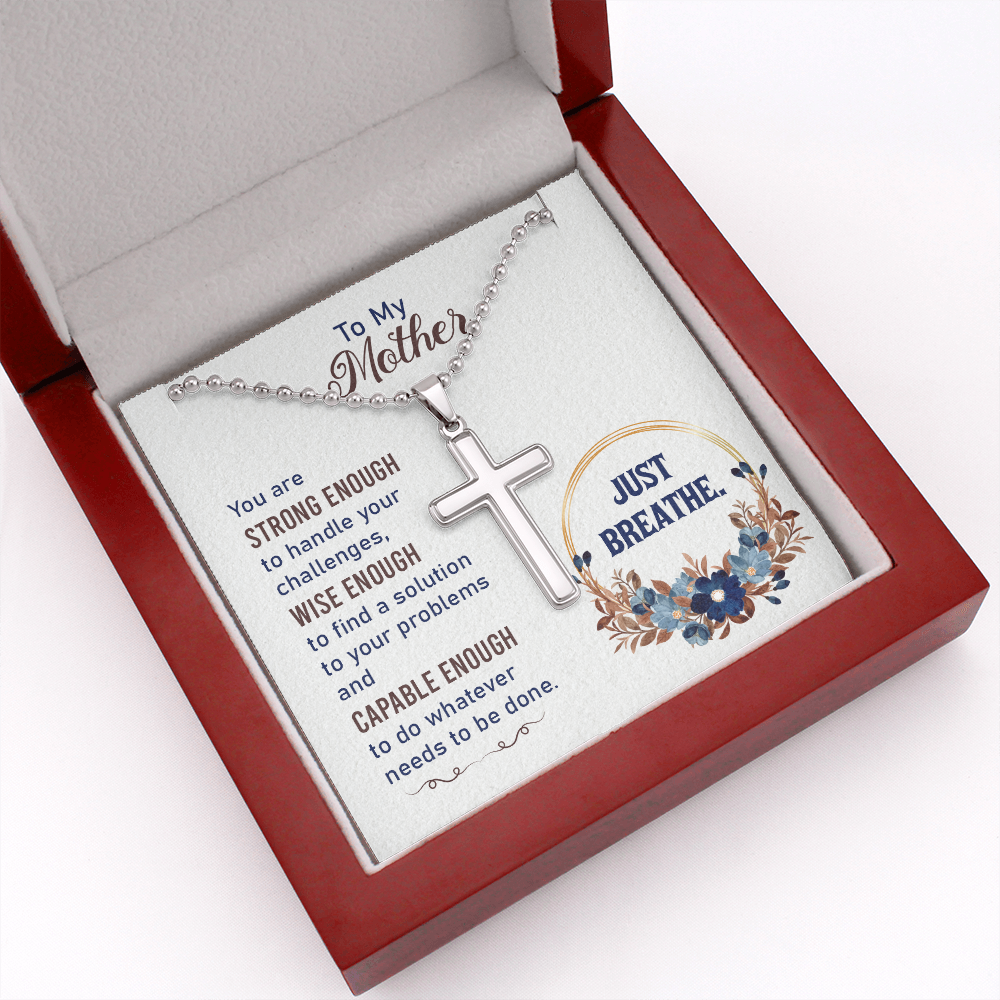 To my Mother - Just breathe - Personalized Cross - JustFamilyThings