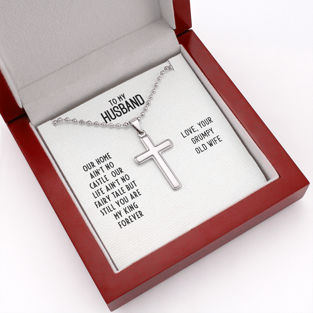 To My Husband - Our home ain't no castle - Personalized Cross - JustFamilyThings