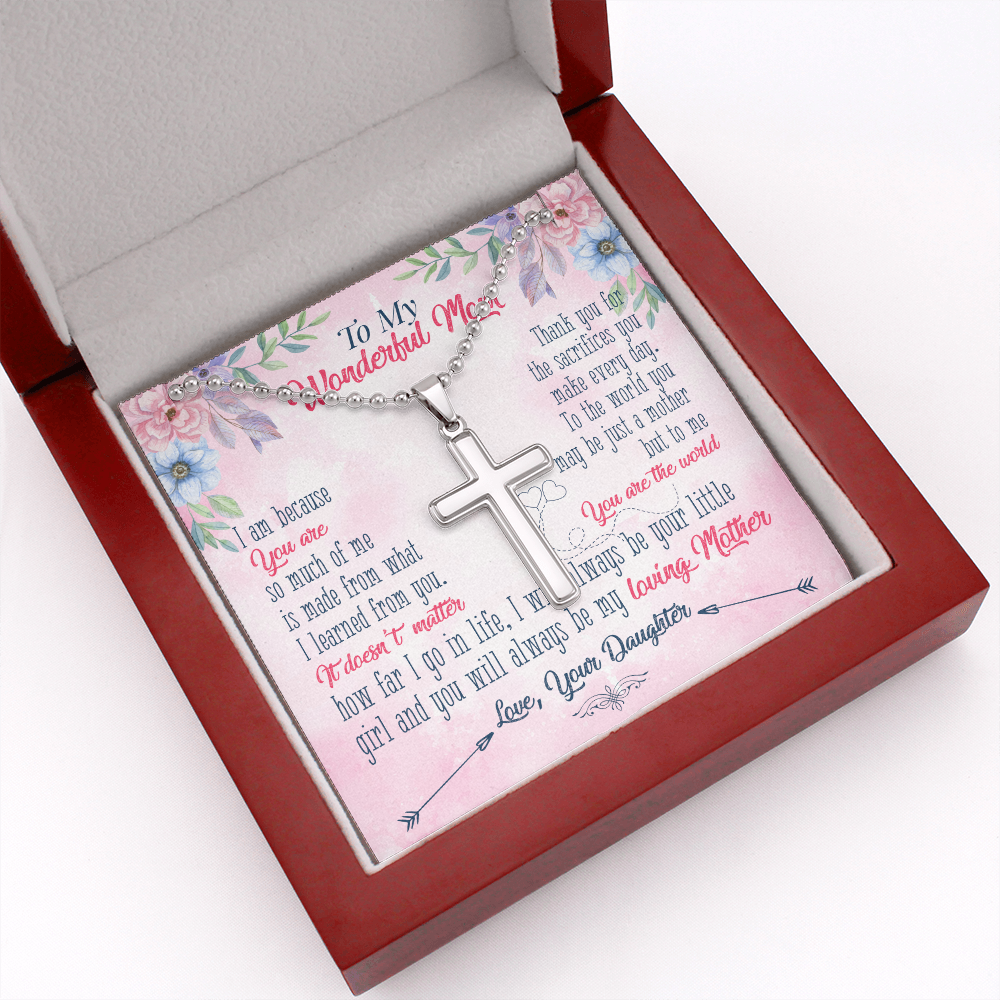To My Wonderful Mom From Daughter - Personalized Cross - JustFamilyThings
