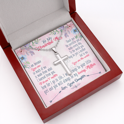 To My Wonderful Mom From Daughter - Personalized Cross - JustFamilyThings