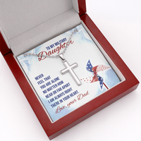 Load image into Gallery viewer, Never feel that - to Military Daughter from dad - Personalized Cross - JustFamilyThings
