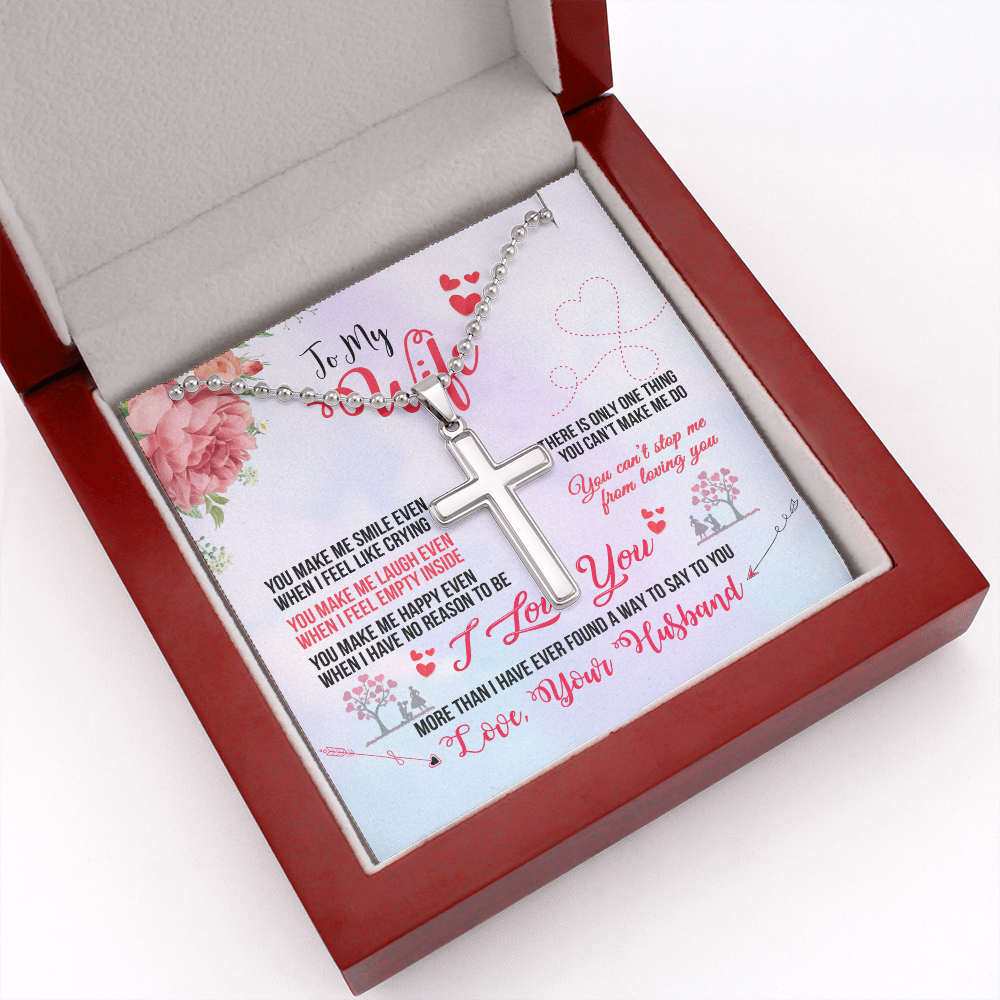 To My Wife you make me smile - Personalized Cross - JustFamilyThings