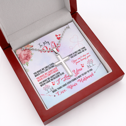 To My Wife you make me smile - Personalized Cross - JustFamilyThings