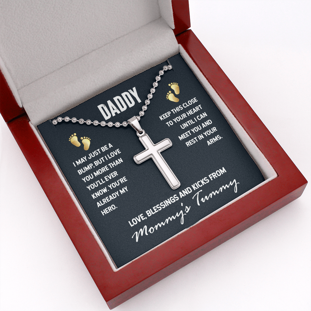Daddy - I may just be a bump - Personalized Cross - JustFamilyThings