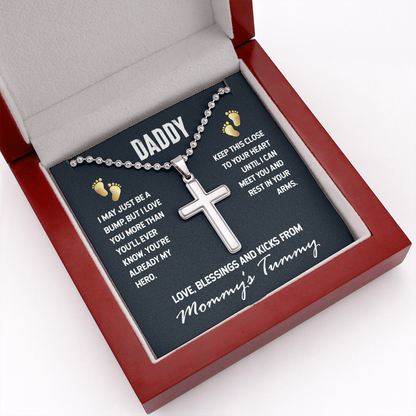 Daddy - I may just be a bump - Personalized Cross - JustFamilyThings