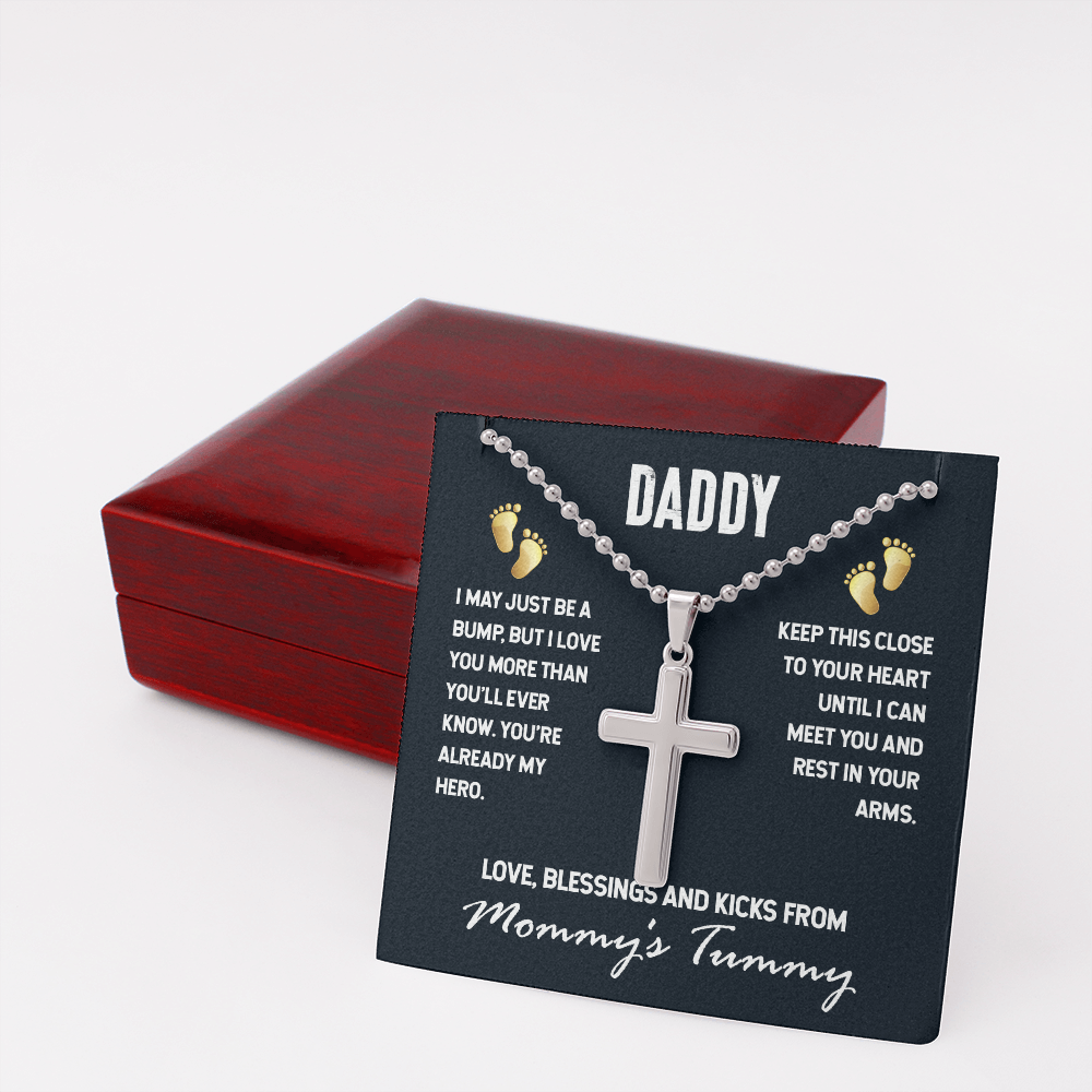 Daddy - I may just be a bump - Personalized Cross - JustFamilyThings