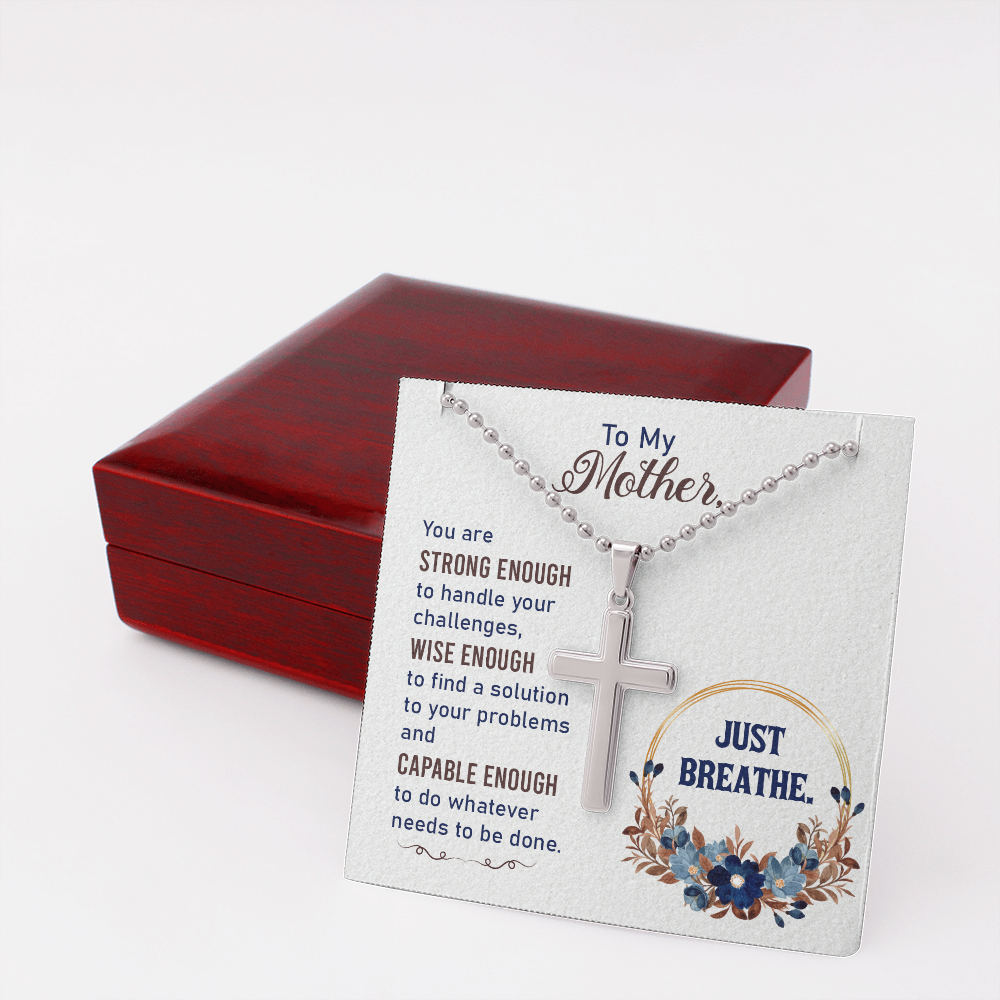 To my Mother - Just breathe - Personalized Cross - JustFamilyThings