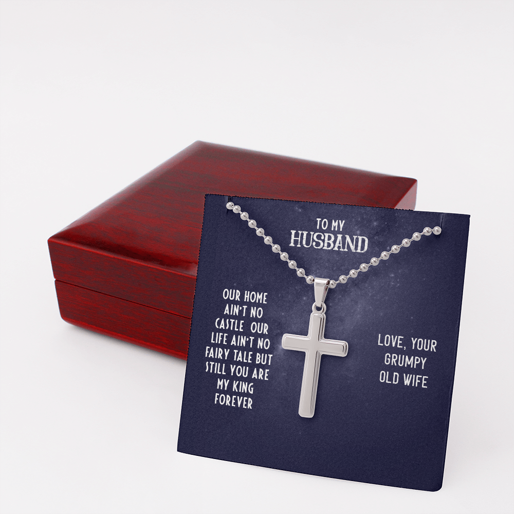 To My Husband - Our home ain't no castle - Personalized Cross - JustFamilyThings