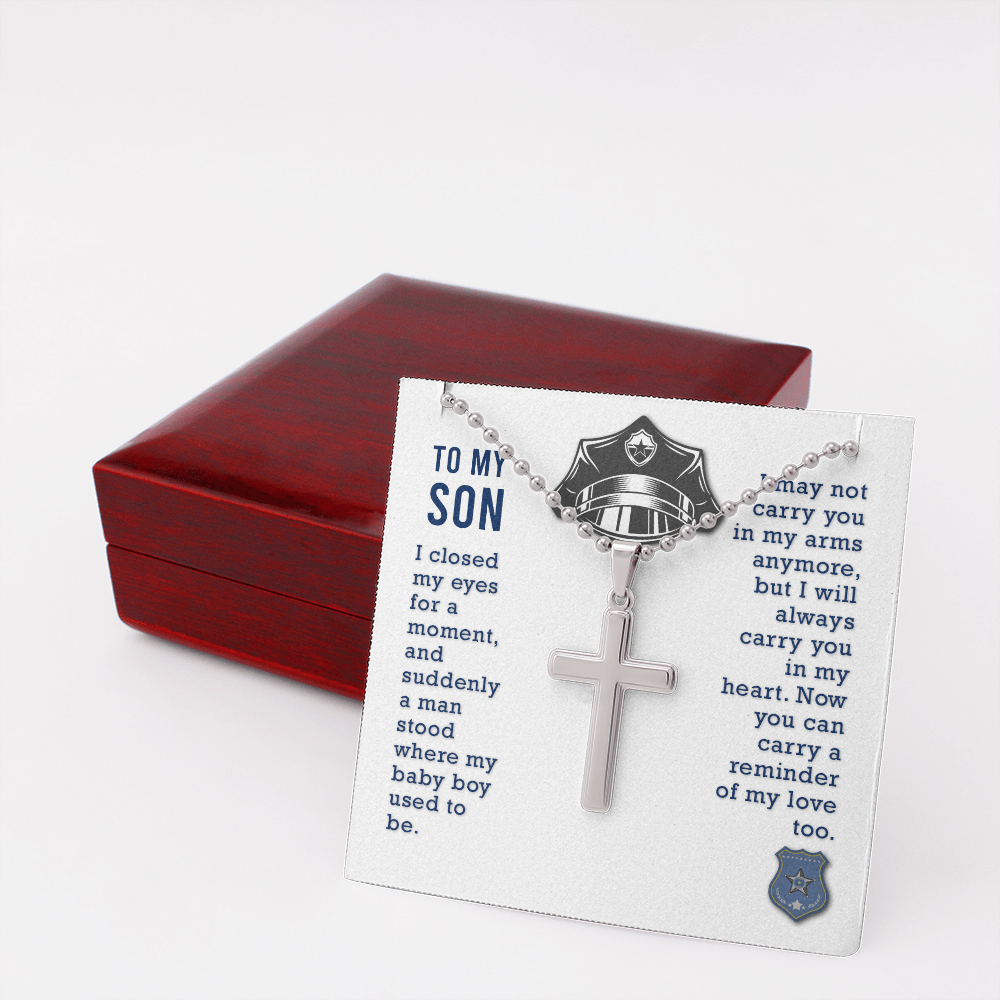 To my son - I closed my eyes - Personalized Cross - JustFamilyThings