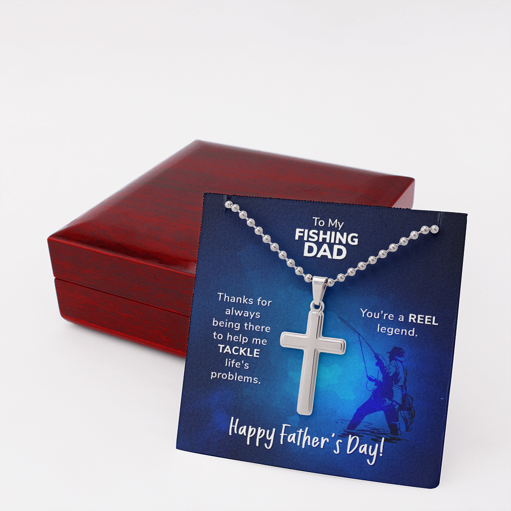 To My Fishing Dad. Happy Father's Day - Personalized Cross - JustFamilyThings