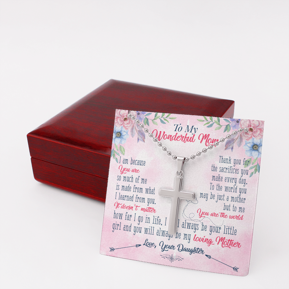 To My Wonderful Mom From Daughter - Personalized Cross - JustFamilyThings