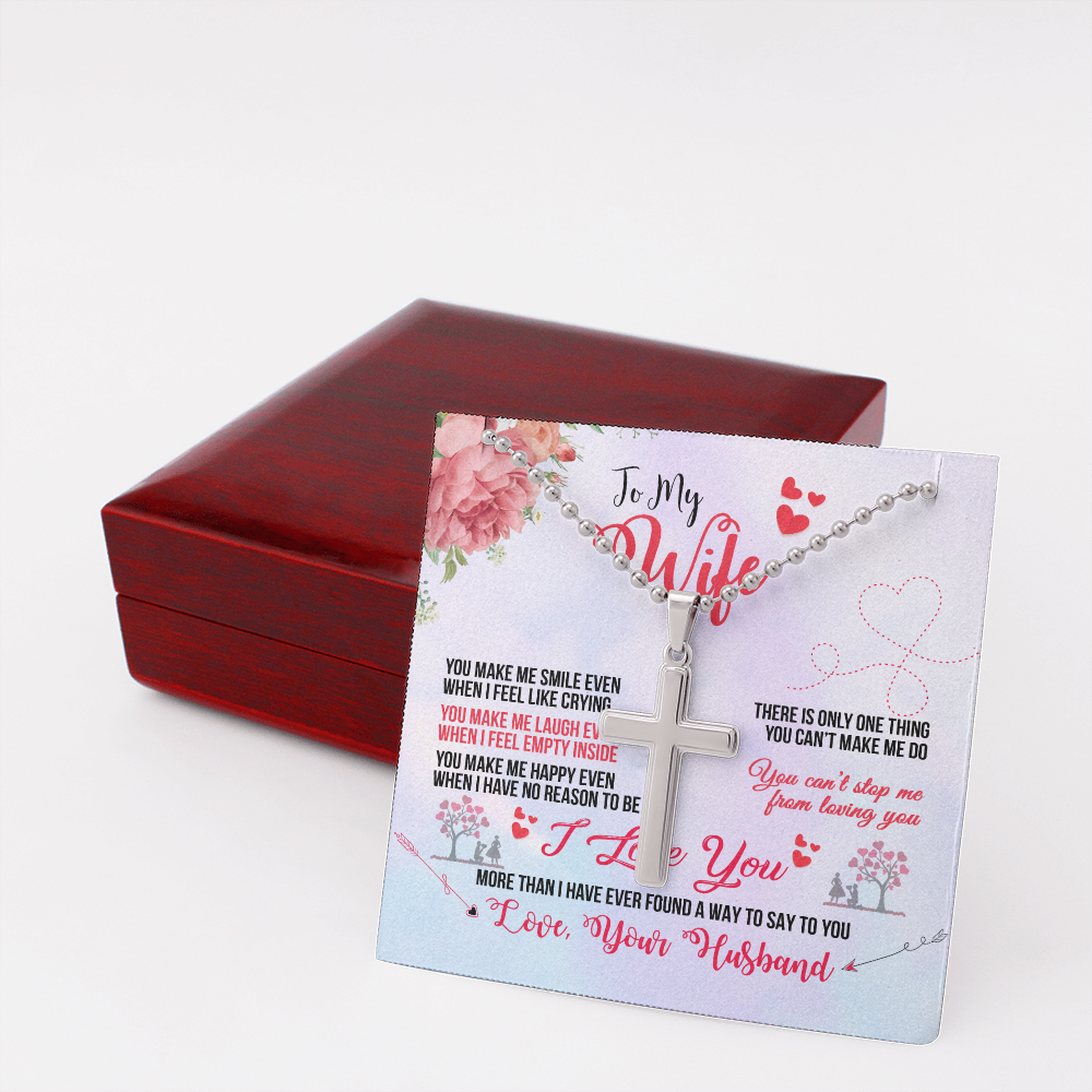 To My Wife you make me smile - Personalized Cross - JustFamilyThings