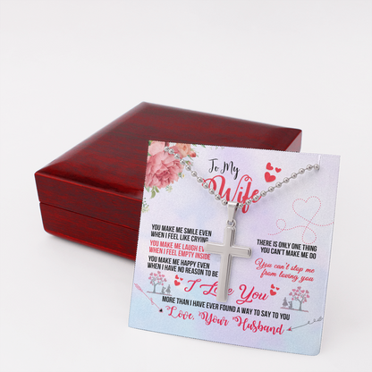To My Wife you make me smile - Personalized Cross - JustFamilyThings