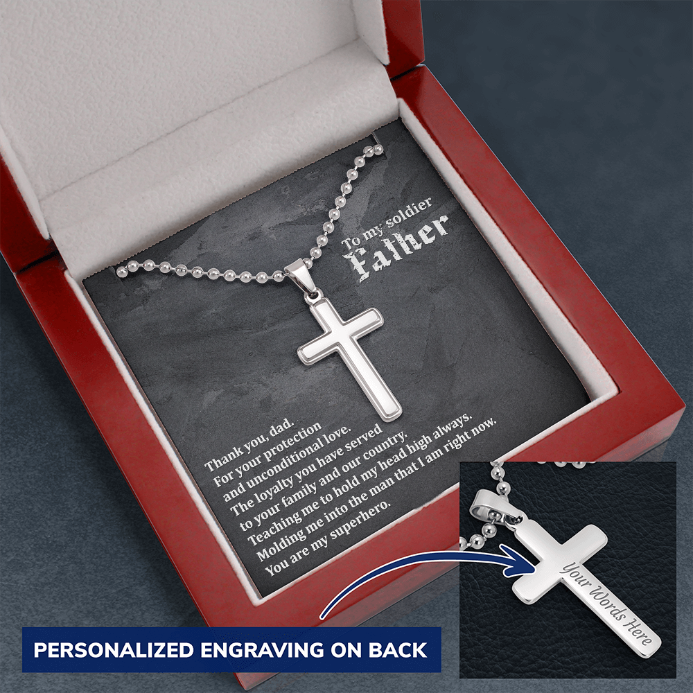Gift For Soldier Father - Personalized Cross - JustFamilyThings