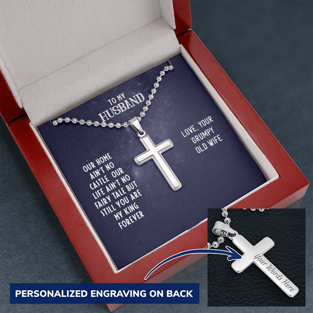 To My Husband - Our home ain't no castle - Personalized Cross - JustFamilyThings