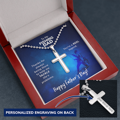 To My Fishing Dad. Happy Father's Day - Personalized Cross - JustFamilyThings