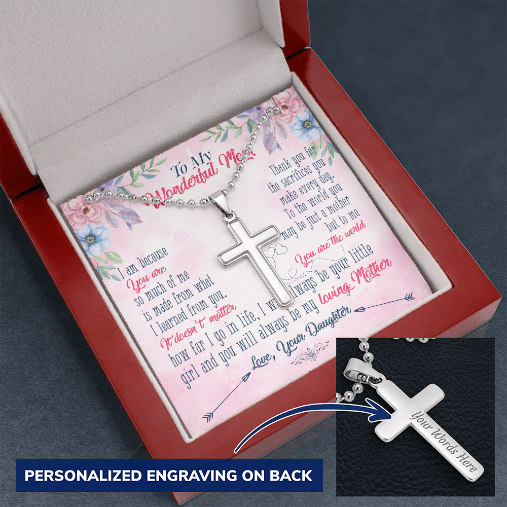 To My Wonderful Mom From Daughter - Personalized Cross - JustFamilyThings