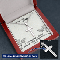 Load image into Gallery viewer, To my Wife - Never be a prisoner of your past - Personalized Cross - JustFamilyThings
