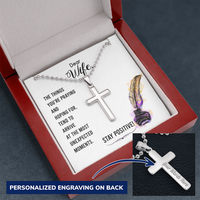 Load image into Gallery viewer, To My Wife - Stay positive - Personalized Cross - JustFamilyThings

