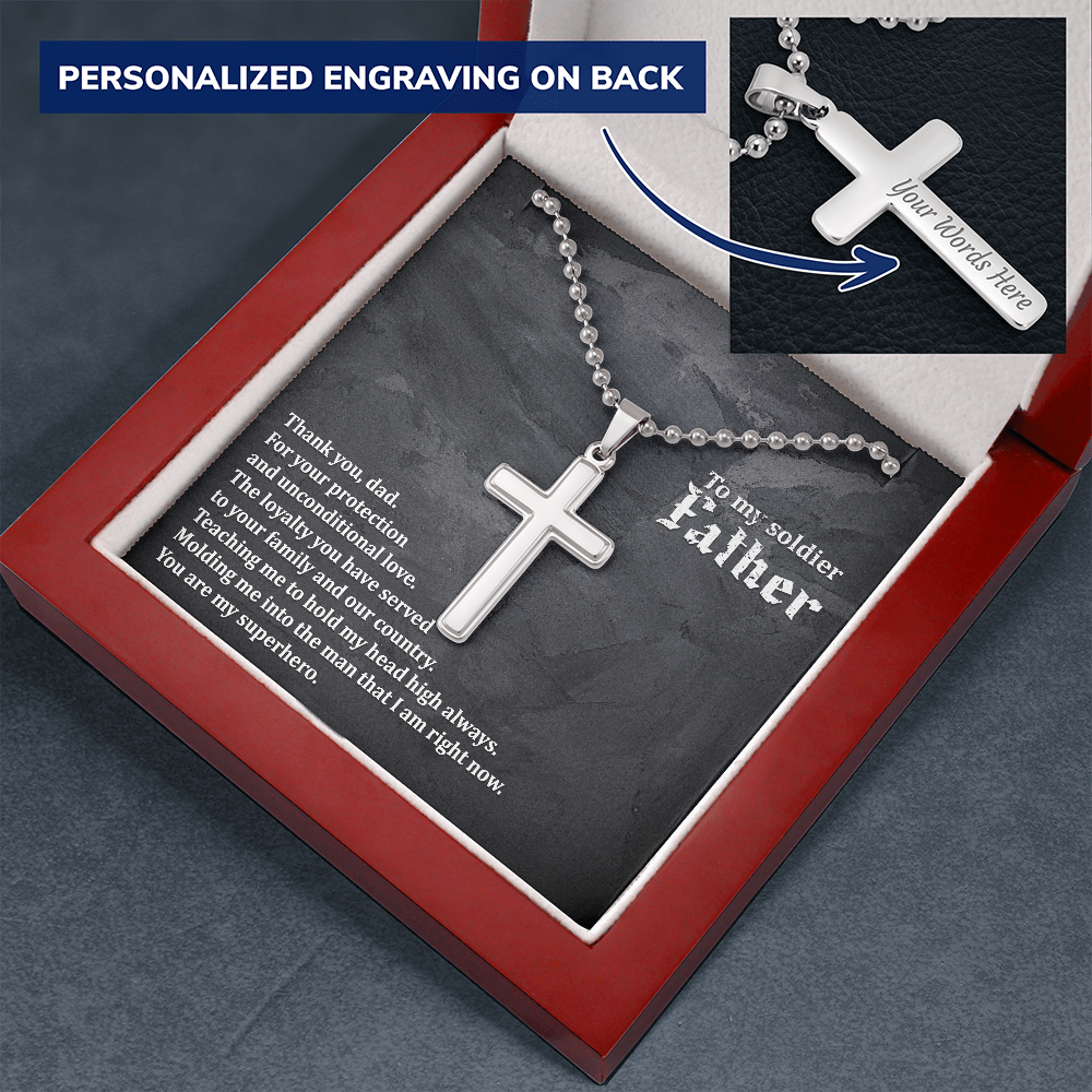Gift For Soldier Father - Personalized Cross - JustFamilyThings